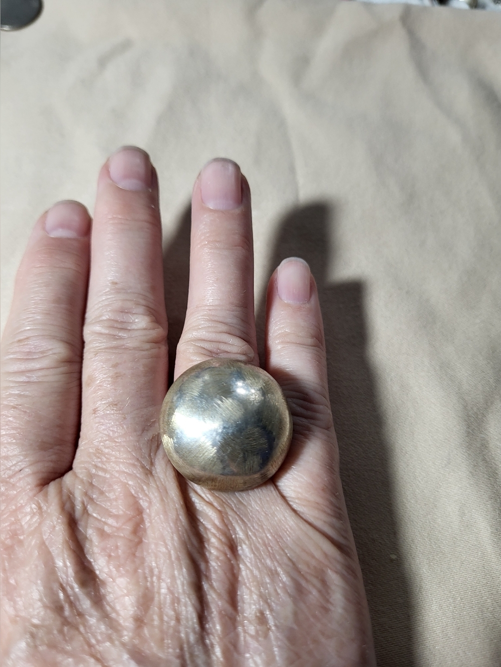 Bold Dome Statement Ring in Brushed Gold Plated 925 Sterling Silver Sz 7